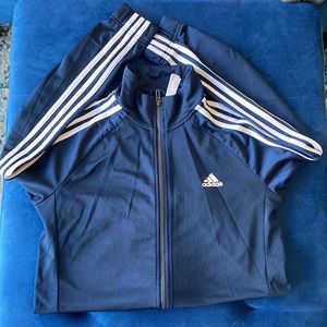 Adidas Navy Track Three Stripe Zip Up Jacket
